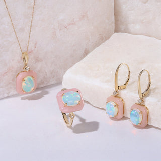 Pink Opal Gold and Diamond Engagement Wedding Colleciton