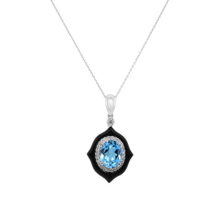 Aubrey 10K White Gold Oval-Cut Swiss Blue Topaz Pendant