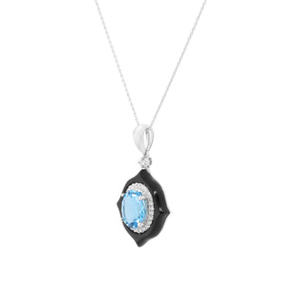 Aubrey 10K White Gold Oval-Cut Swiss Blue Topaz Pendant