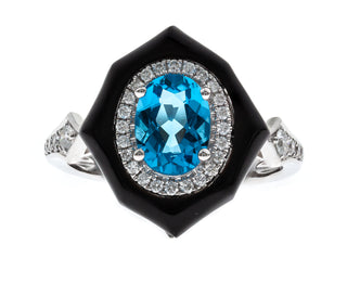 Esther 10K White Gold Oval-Cut Swiss Blue Topaz Ring