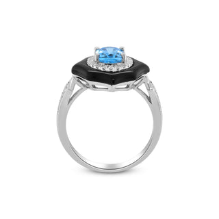 Esther 10K White Gold Oval-Cut Swiss Blue Topaz Ring