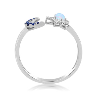 Vindy 10K White Gold Round-Cut Ethiopian Opal Ring