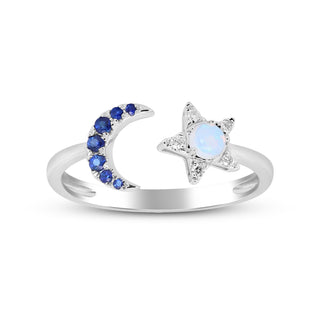 Vindy 10K White Gold Round-Cut Ethiopian Opal Ring