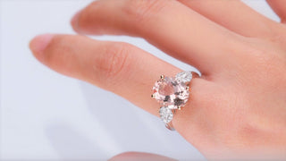 Iris 14K Two Tone Gold Oval-Cut Madagascar Morganite Ring
