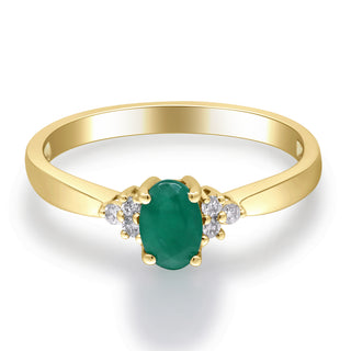 Radiant Elegance: Aliana 10K Yellow Gold Ring with Oval-Cut Natural Zambian Emerald