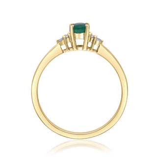 Radiant Elegance: Aliana 10K Yellow Gold Ring with Oval-Cut Natural Zambian Emerald