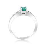 Enchanting Elegance: Joyce 14K White Gold Oval-Cut Emerald Ring