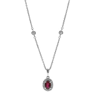 Eden 10K White Gold Oval-Cut Mozambique Ruby Pendant