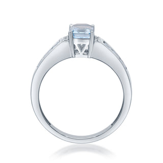 Charlie 10K White Gold Emerald-Cut Aquamarine Ring