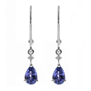 Sage 14K White Gold Pear-Cut Tanzanian Tanzanite Earring