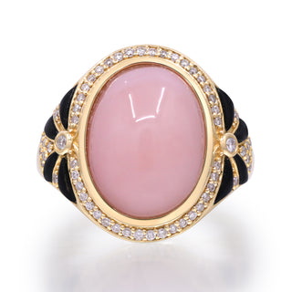 Valerie 14K Yellow Gold Oval-Cabochon Peruvian Pink Opal Ring