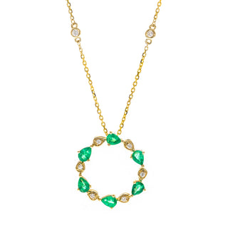 Harlow 10K Yellow Gold Pear-cut Zambian Emerald Pendant