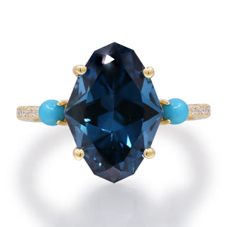 Bria 14K Yellow Gold Marquise-Cut Brazilian London Blue Topaz Ring