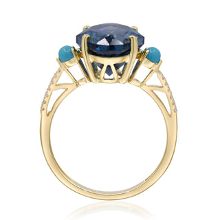 Bria 14K Yellow Gold Marquise-Cut Brazilian London Blue Topaz Ring