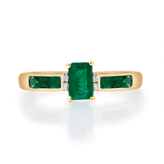 Raina 10K Yellow Gold Emerald-Cut Natural Zambian Emerald Ring