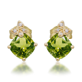Ashlyn 10K Yellow Gold Cushion-Cut Manchurian Peridot Earring