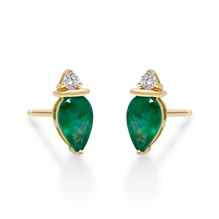 Remi 10K Yellow Gold Pear-Cut Zambian Emerald Earrings