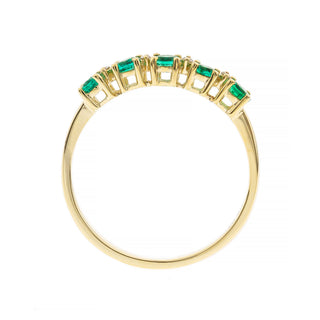 Enchanting Splendor: Esmeralda 10K Yellow Gold Round-Cut Natural Zambian Emerald Ring