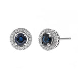 Genesis 10K White Gold Round-Cut Blue Sapphire Earrings