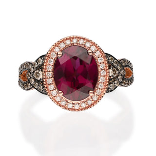 Ophelia 14K Rose Gold Oval-Cut Madagascar Rodholite Ring