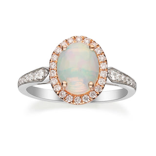 Vanessa 14K Two Tone Gold Oval-Cut African Opal Ring