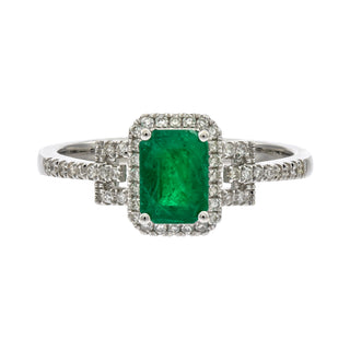 Elliana 14K White Gold Emerald-Cut Natural Zambian Emerald Ring