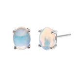 Scarlett 14K White Gold Oval-Cut Natural African Opal Earrings