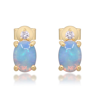 Josephine 10K Yellow Gold Oval-Cut Ethiopian Opal Earrings