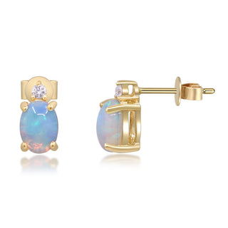 Josephine 10K Yellow Gold Oval-Cut Ethiopian Opal Earrings