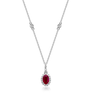 Lillian 10K White Gold Oval-Cut Mozambique Ruby Pendant