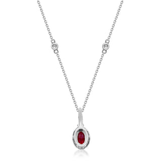 Lillian 10K White Gold Oval-Cut Mozambique Ruby Pendant