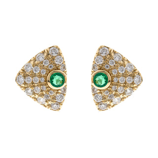 Arleth 14K Yellow Gold Round-Cut Natural Zambian Emerald Earrings