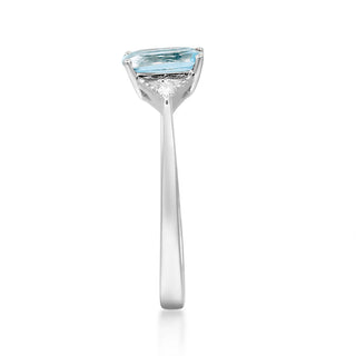 Rose 10K White Gold Cushion-Cut Aquamarine Ring