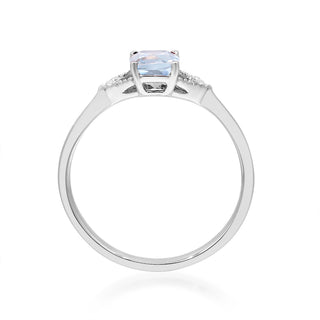 Rose 10K White Gold Cushion-Cut Aquamarine Ring