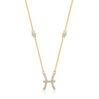 Pisces 10K Yellow Gold Round-Cut White Diamond Pendant
