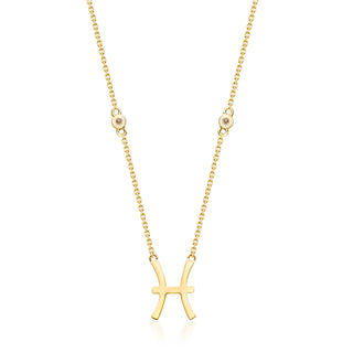 Pisces 10K Yellow Gold Round-Cut White Diamond Pendant