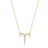 Aries 10K Yellow Gold Round-Cut White Diamond Pendant