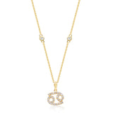 Cancer 10K Yellow Gold Round-Cut White Diamond Pendant