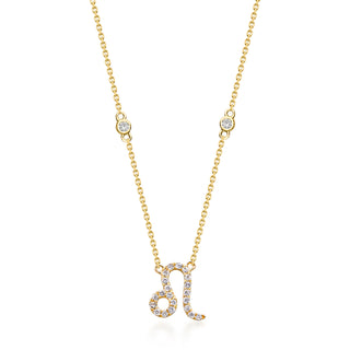 Leo 10K Yellow Gold Round-Cut White Diamond Pendant