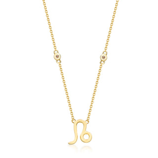 Leo 10K Yellow Gold Round-Cut White Diamond Pendant