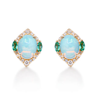 Murphy 10K Yellow Gold Oval-Cab African Opal Earrings