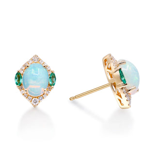 Murphy 10K Yellow Gold Oval-Cab African Opal Earrings