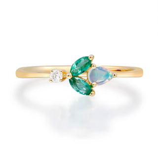 Radiant Splendor: Talia 14K Yellow Gold Marquise-Cut Emerald Ring
