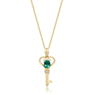 Amelie 14K Yellow Gold Oval-Cut Natural Zambian Emerald Pendant