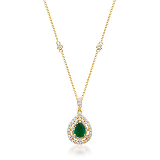 Jaylee 14K Yellow Gold Pear-Cut Natural Zambian Emerald Pendant