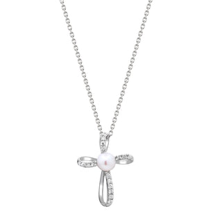 Eva 10K White Gold Round-Cut Pearl Pendant