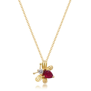 Dragonfly 10K Yellow Gold Ruby Pendant