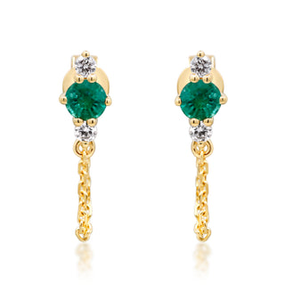 Amayah 14K Yellow Gold Round-Cut Natural Zambian Emerald Earrings