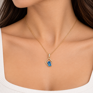 Kennedi 14K Yellow Gold Emerald-Cut Swiss Blue Topaz Pendant