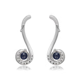 Vivian 14K White Gold Round-Cut Blue Sapphire Earrings